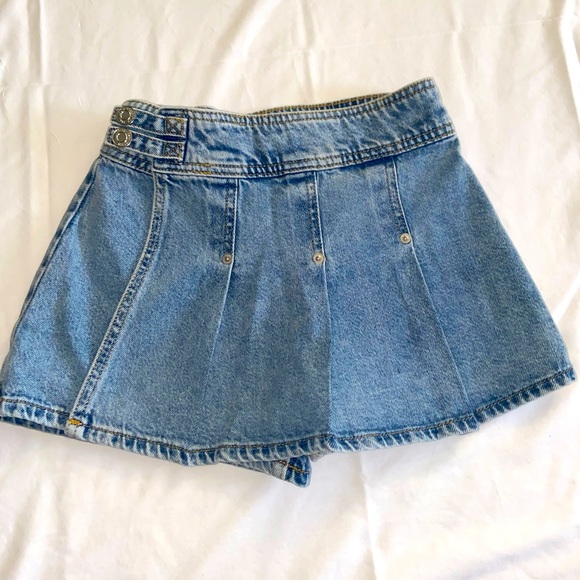 Zara Jean skort denim shorts pleated button snap high waist blue little girls - Picture 1 of 9